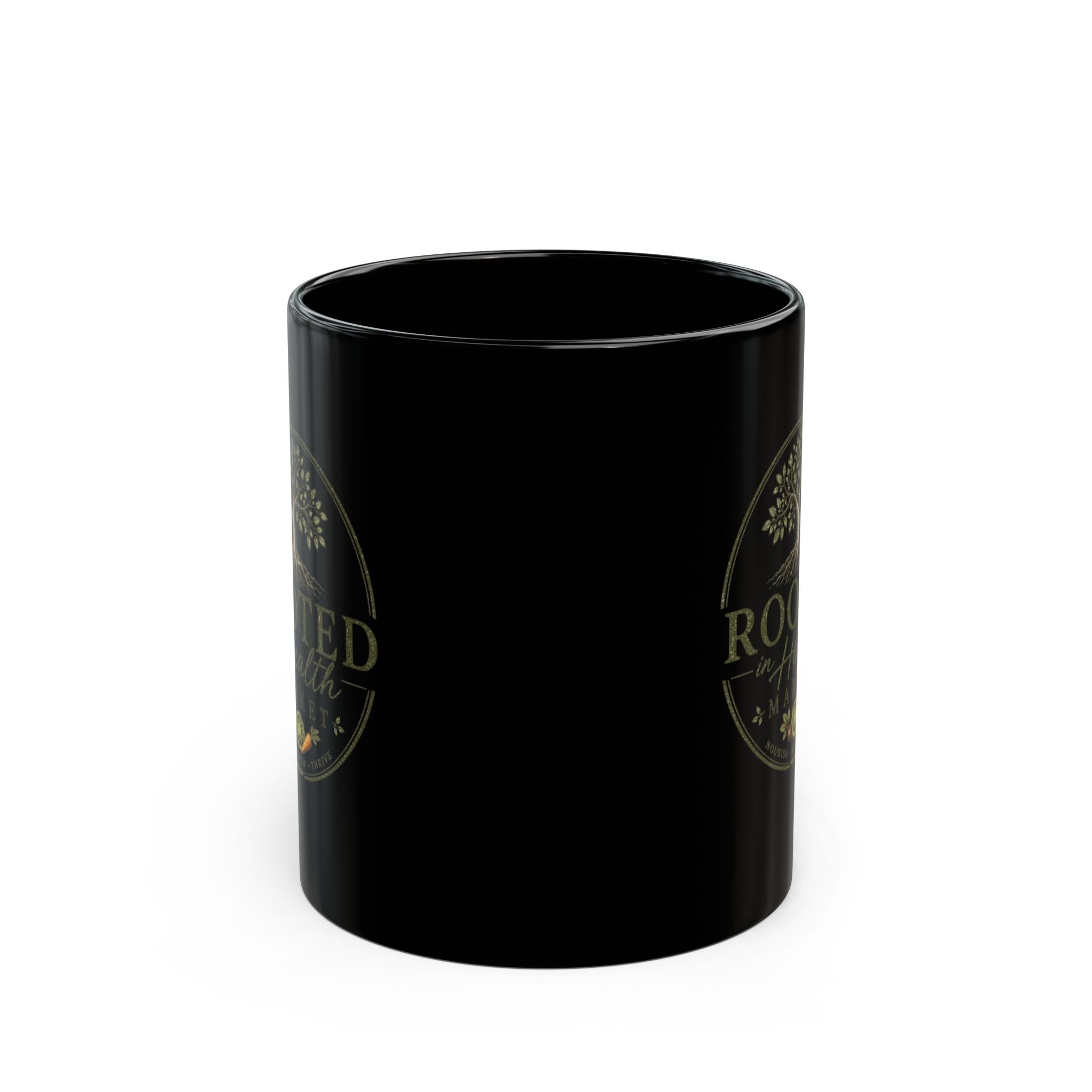 Rooted in Health Market Black Coffee Mug - 11oz