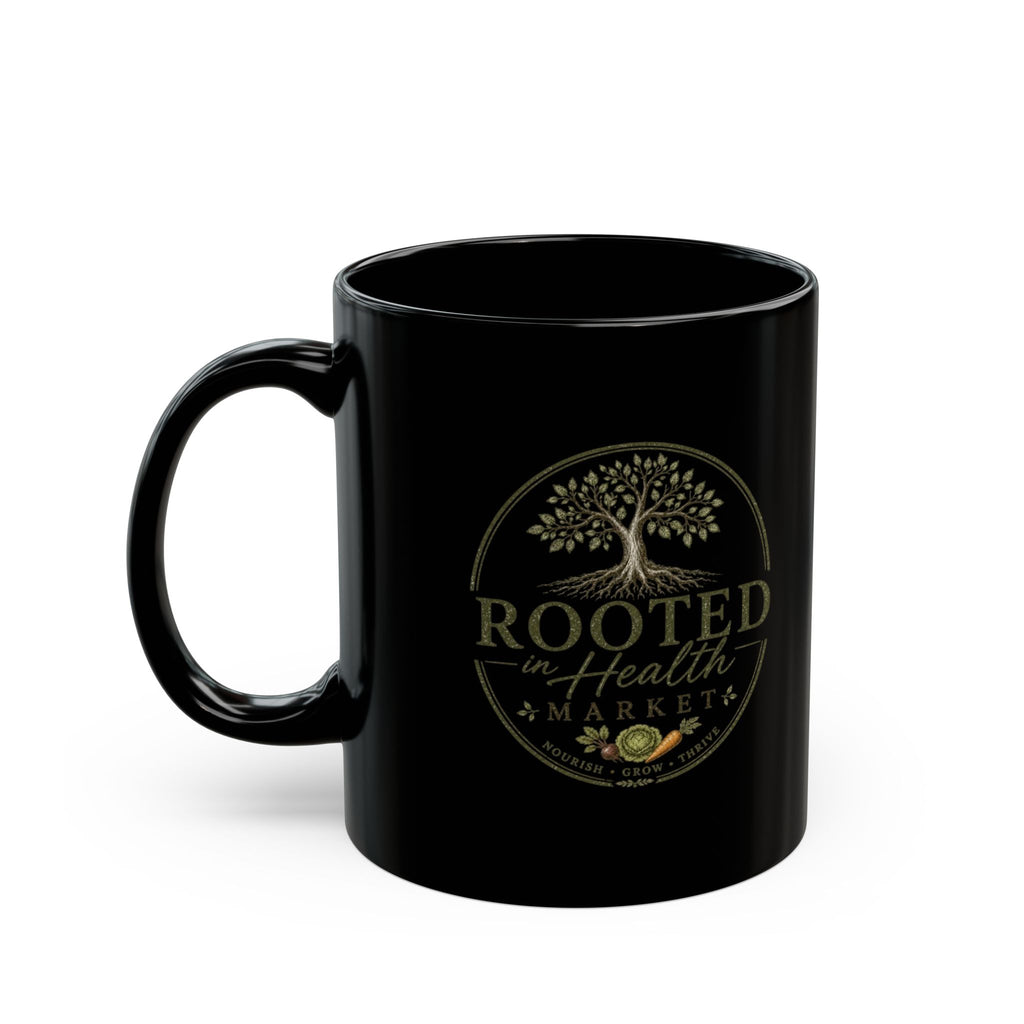 Rooted in Health Market Black Coffee Mug - 11oz