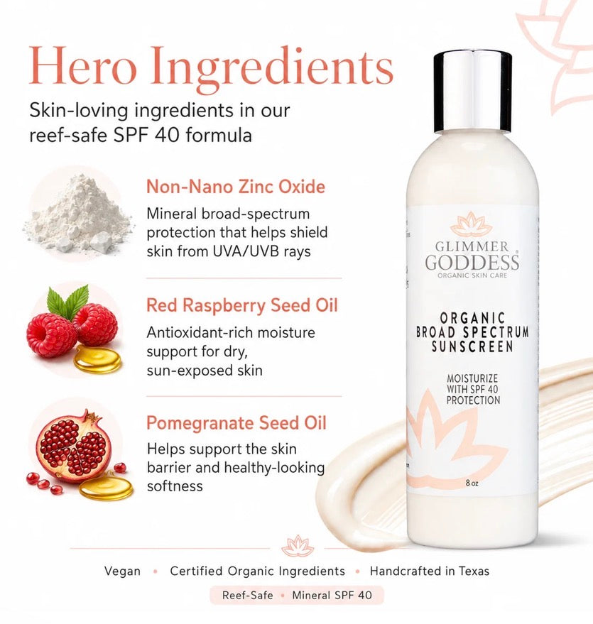 GLIMMER GODDESS Organic Broad Spectrum SPF 40  Sunscreen