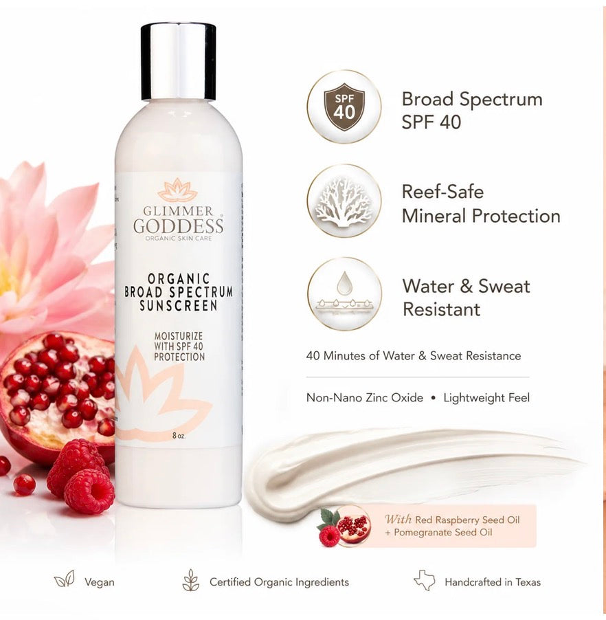 GLIMMER GODDESS Organic Broad Spectrum SPF 40  Sunscreen