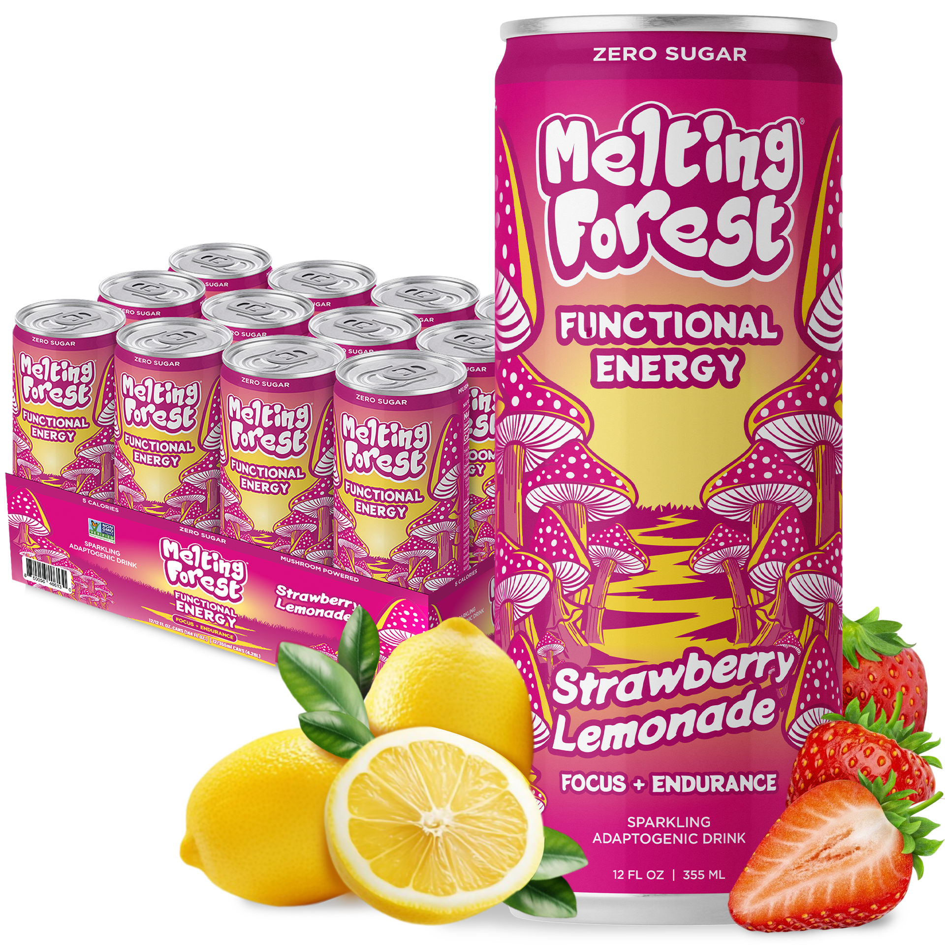 Mushroom Energy Drink 12 Pack - Strawberry Lemonade