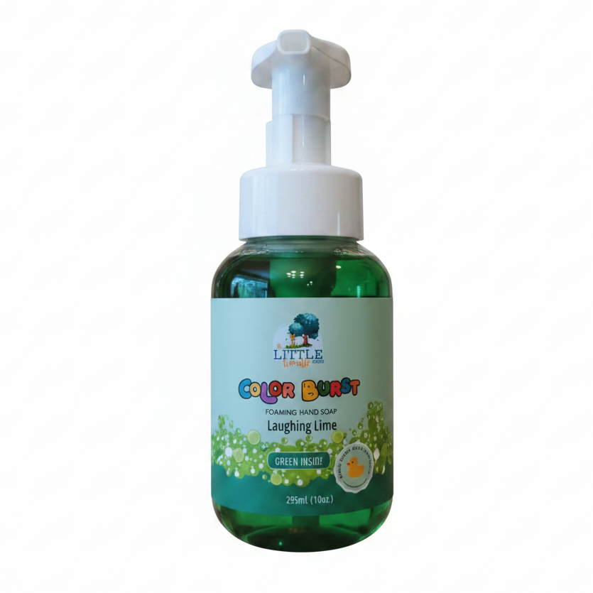 Non-toxic Colorful Foaming Hand Soap for Kids. Green Foam. Lime Scented