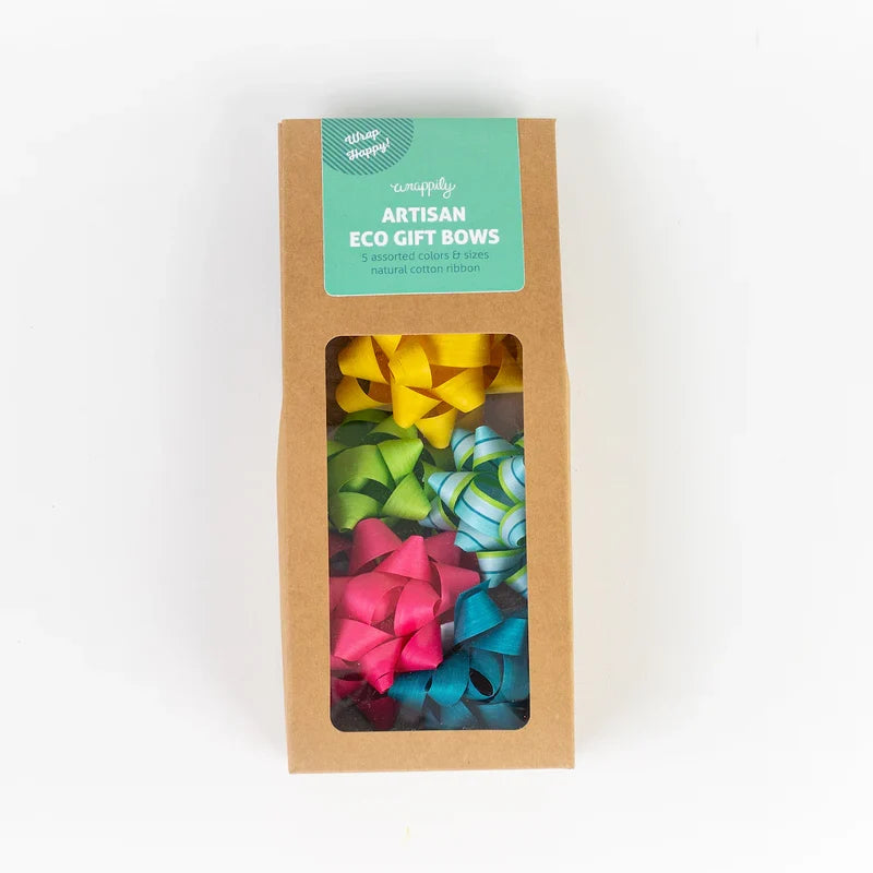 Eco Gift Bows – Compostable Cotton Gift Bows, Plastic-Free | Artisanal Brights Mix